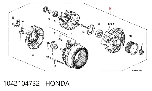 Alternator 1042104732 Honda