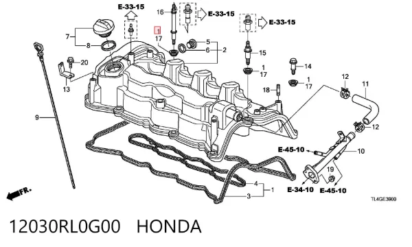Uszczelka pokrywy zaworowej silnika, zestaw 12030RL0G00 Honda