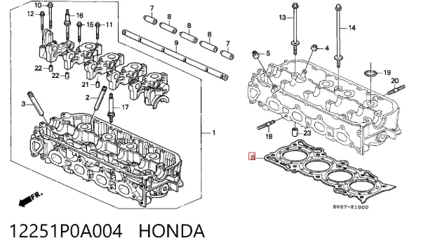 Uszczelka głowicy cylindrów 12251P0A004 Honda