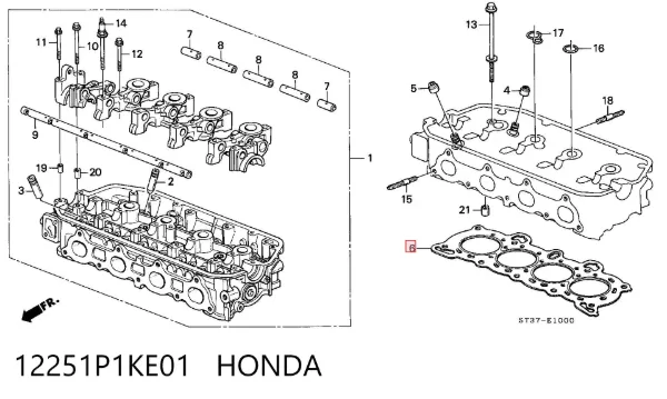 Uszczelka głowicy cylindrów 12251P1KE01 Honda
