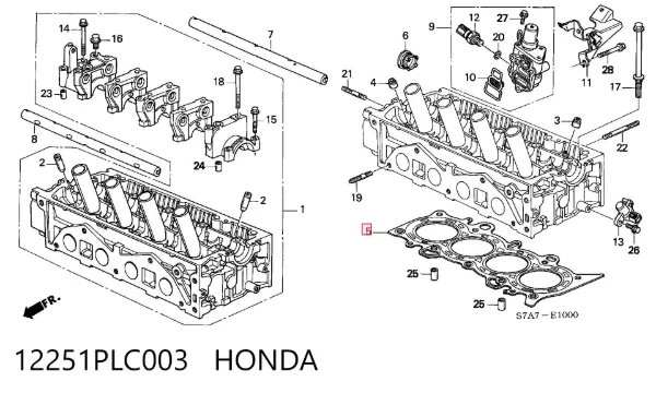 Uszczelka głowicy cylindrów 12251PLC003 Honda
