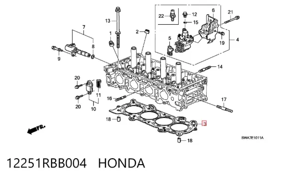 Uszczelka głowicy cylindrów 12251RBB004 Honda