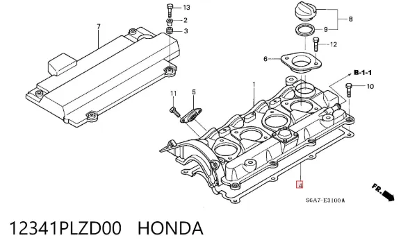 Uszczelka pokrywy zaworowej silnika 12341PLZD00 Honda