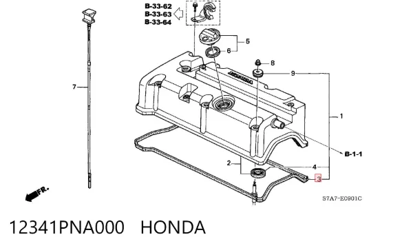 Uszczelka pokrywy zaworowej silnika 12341PNA000 Honda
