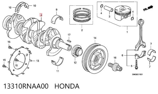 Wał korbowy silnika Honda Civic VIII