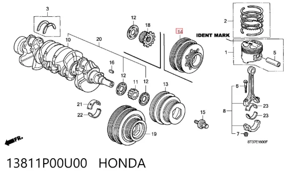 Koło pasowe wału korbowego 13811P00U00 Honda