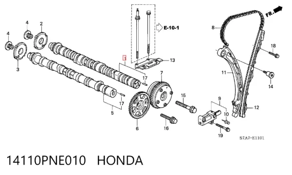 Wał rozrządu silnika ssący, dolotowy 14110PNE010 Honda