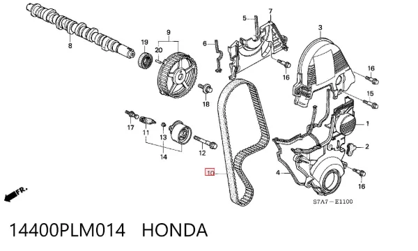 Pasek rozrządu 14400PLM014 Honda