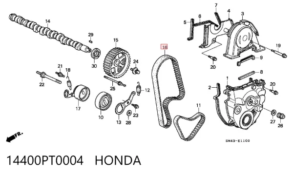 Pasek rozrządu 14400PT0004 Honda