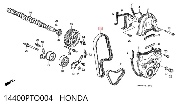 Pasek rozrządu 14400PTO004 Honda