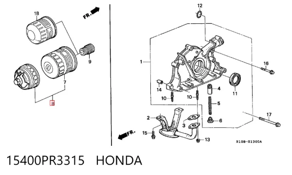 Filtr oleju 15400PR3315 Honda