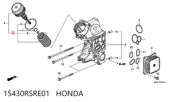 Filtr oleju 15430RSRE01 Honda