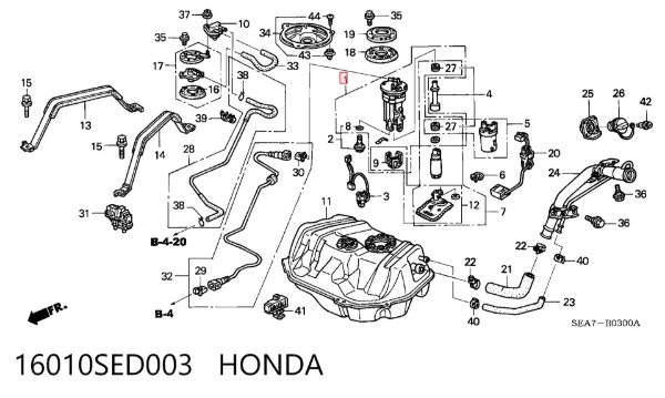 Moduł pompy paliwowej z czujnikiem poziomu paliwa 16010SED003 Honda