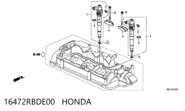 Pierścień uszczelniający wtryskiwacza 16472RBDE00 Honda