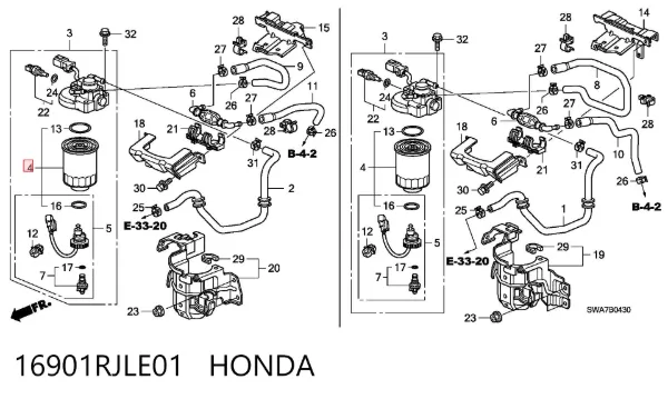 Filtr paliwa 16901RJLE01 Honda