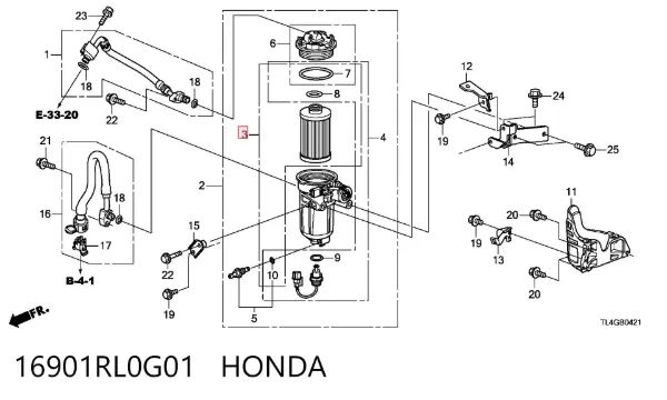 Filtr paliwa 16901RL0G01 Honda