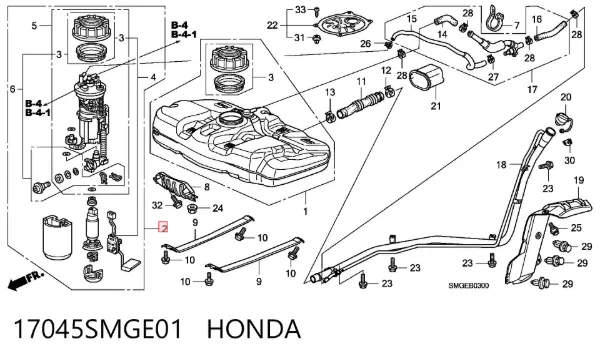Moduł pompy paliwowej z czujnikiem poziomu paliwa 17045SMGE01 Honda