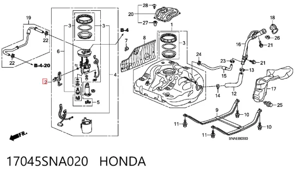 Moduł pompy paliwowej z czujnikiem poziomu paliwa 17045SNA020 Honda