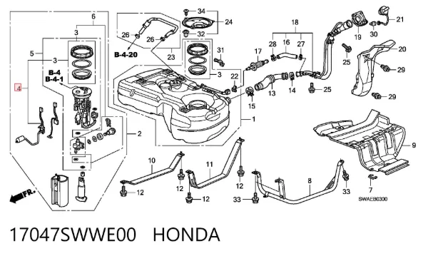 Czujnik poziomu paliwa w zbiorniku 17047SWWE00 Honda