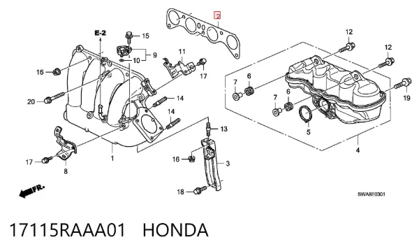 Uszczelka kolektora ssącego 17115RAAA01 Honda