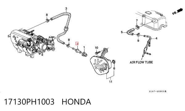 Zawór PCV odpowietrzający silnik 17130PH1003 Honda