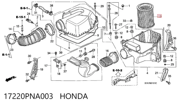 Filtr powietrza 17220PNA003 Honda