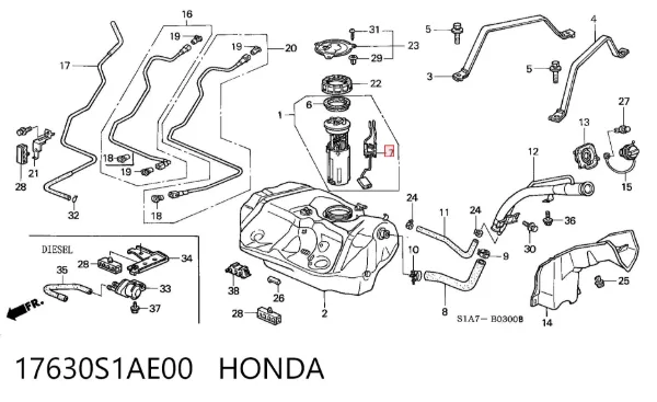 Czujnik poziomu paliwa w zbiorniku 17630S1AE00 Honda