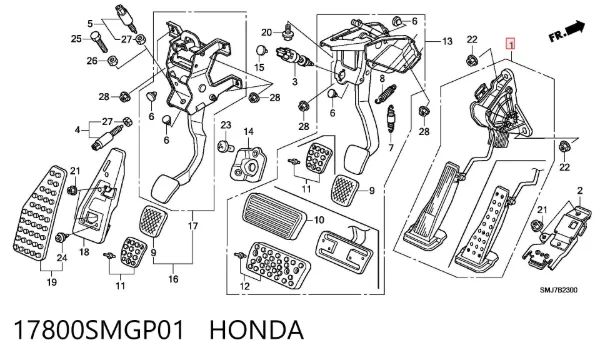 Pedał przyspieszenia (gazu) 17800SMGP01 Honda