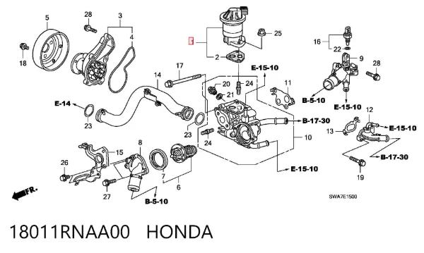 Zawór recyrkulacji spalin EGR 18011RNAA00 Honda