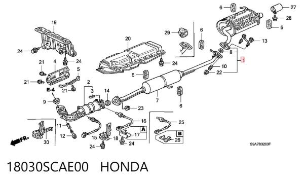 Tłumik, tylna część 18030SCAE00 Honda