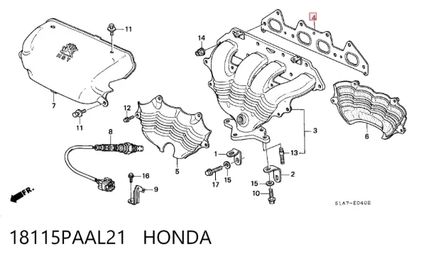 Uszczelka kolektora wydechowego 18115PAAL21 Honda