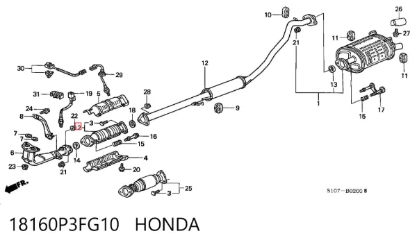 Filtr cząstek stałych układu wydechowego 18160P3FG10 Honda