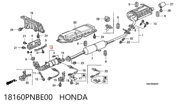 Konwerter-katalizator 18160PNBE00 Honda
