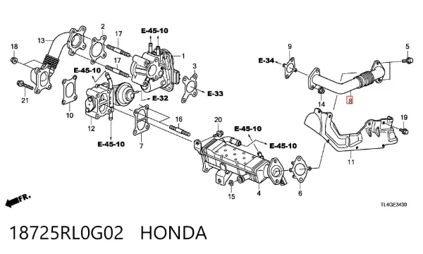 Króciec układu recyrkulacji spalin 18725RL0G02 Honda