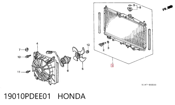 Chłodnica silnika 19010PDEE01 Honda