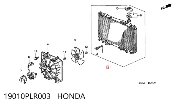 Chłodnica silnika 19010PLR003 Honda