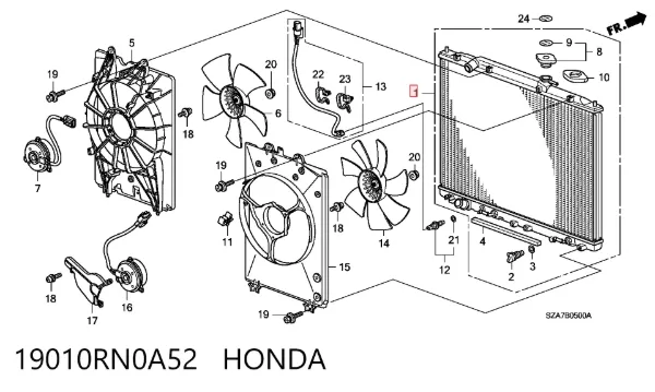 Chłodnica silnika 19010RN0A52 Honda