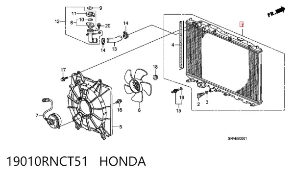Chłodnica silnika 19010RNCT51 Honda