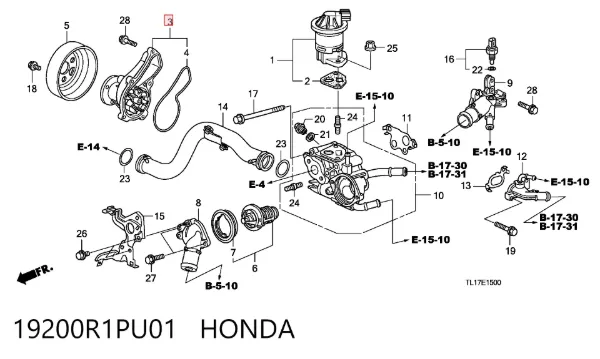 Pompa chłodząca wodna 19200R1PU01 Honda