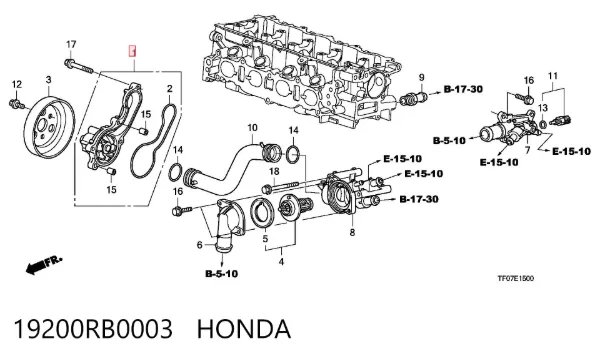 Pompa chłodząca wodna 19200RB0003 Honda