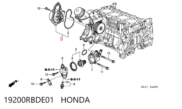 Pompa chłodząca wodna 19200RBDE01 Honda