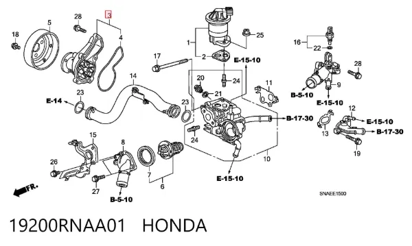 Pompa chłodząca wodna 19200RNAA01 Honda
