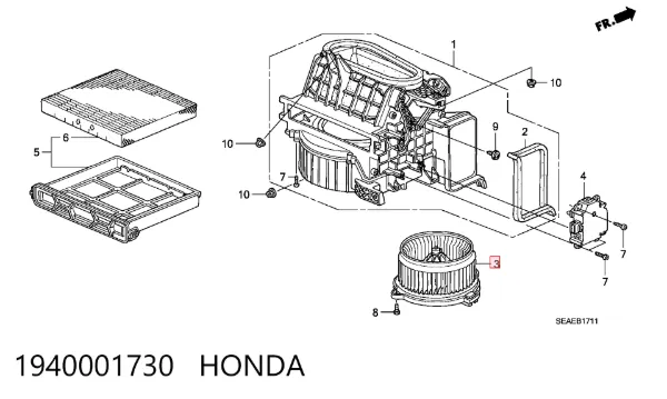 Silniczek wentylatora nagrzewnicy (ogrzewacza wnętrza) Honda Accord VII