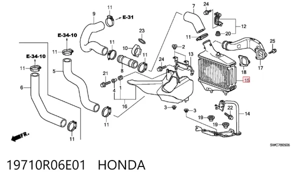 Chłodnica intercoolera 19710R06E01 Honda