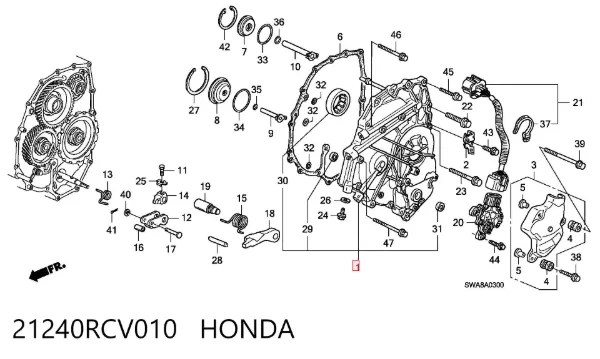Pokrywa skrzyni biegów tylna 21240RCV010 Honda