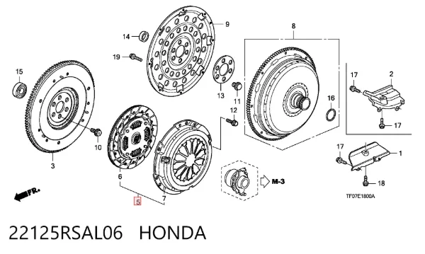 Zestaw sprzęgła (3 części) 22125RSAL06 Honda