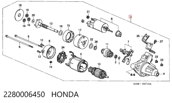 Rozrusznik 2280006450 Honda