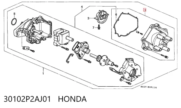 Kopułka rozdzielacza zapłonu 30102P2AJ01 Honda