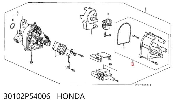 Kopułka rozdzielacza zapłonu 30102P54006 Honda