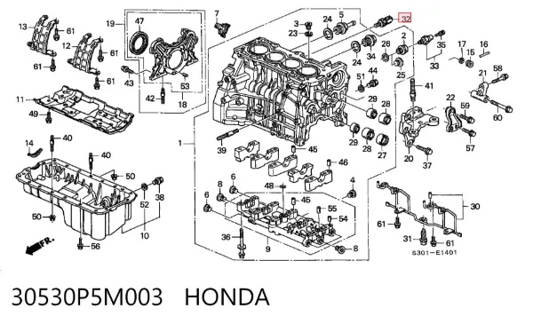 Czujnik stukowy (czujnik spalania stukowego) 30530P5M003 Honda